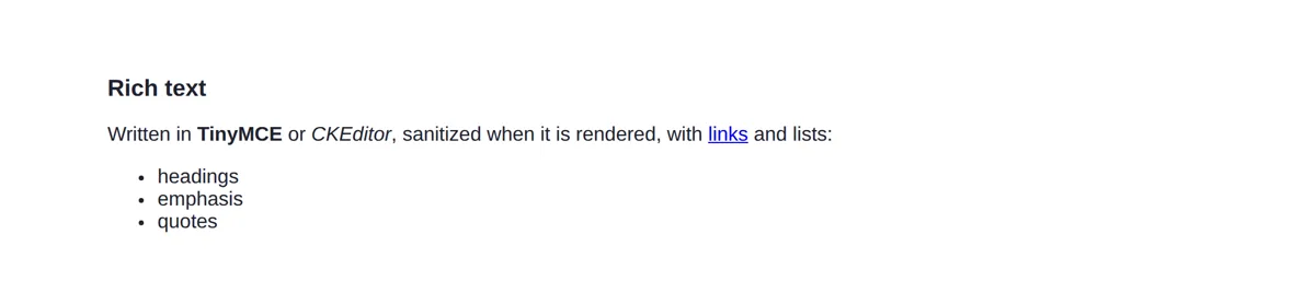 The rich_text block, rendered